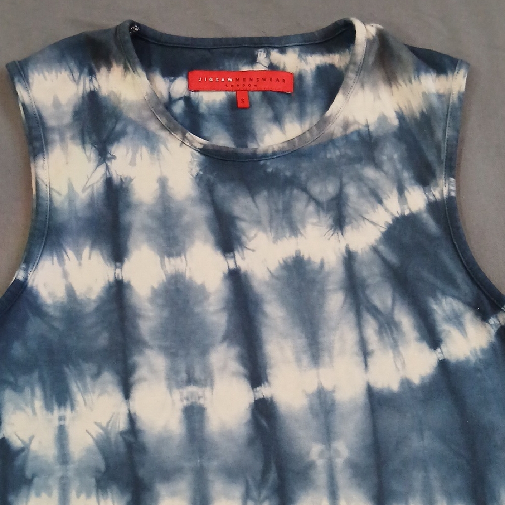 Jigsaw Blue and White Tie-Dye Tank Top